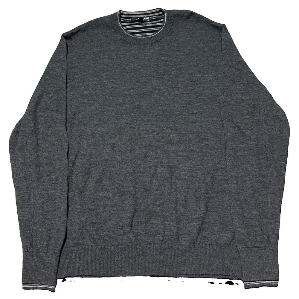 Murano Merino Wool Sweater Mens Large Gray Crewneck Pullover Lightweight